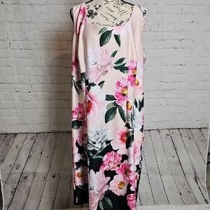 SLNY Floral Midi Dress - Pink and Black